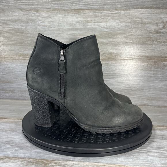Timberland Women’s Tilson Ortholite Black Leather Zip Up Ankle Bootie Size 8.5 - Picture 3 of 8